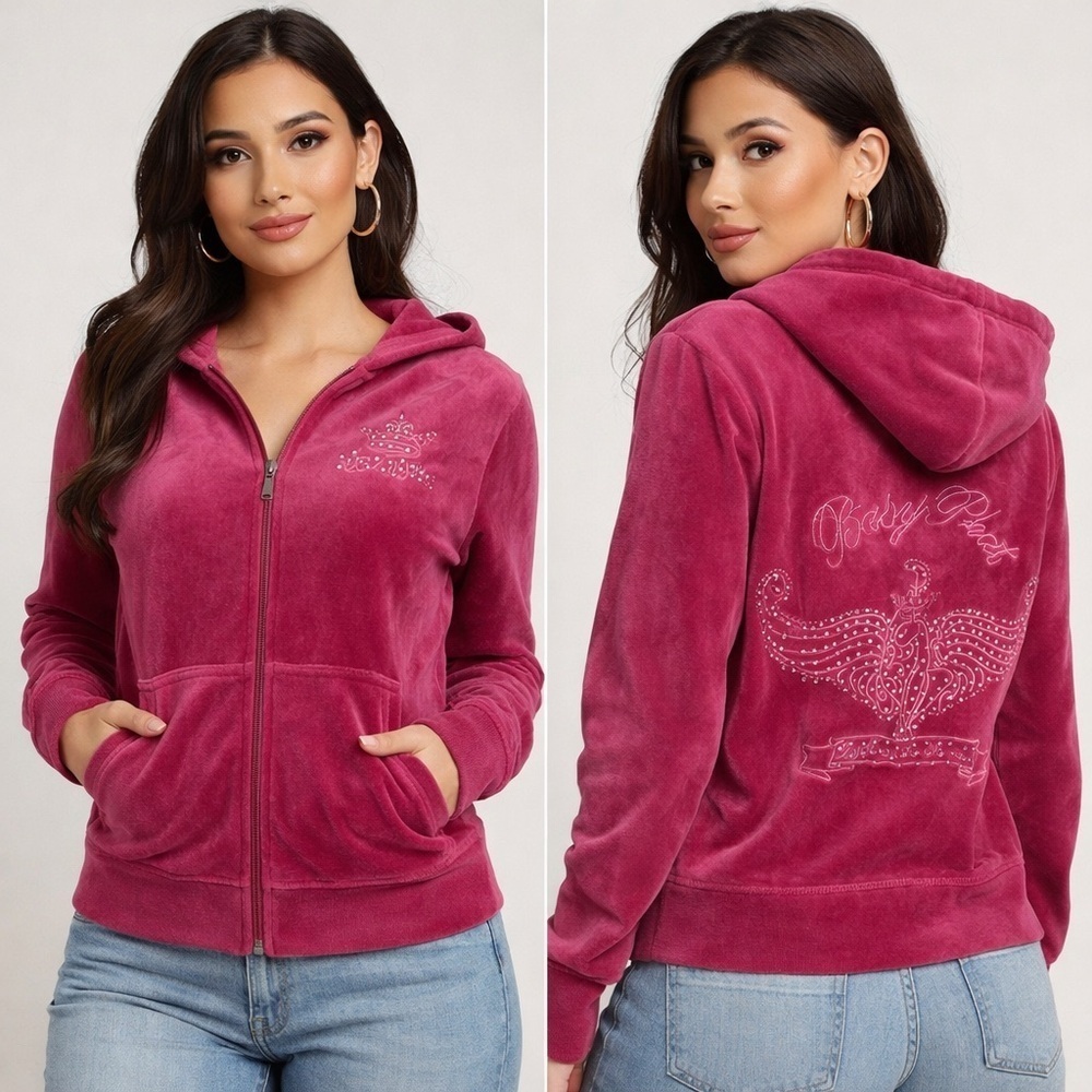 Vintage Baby Phat “Imagine” Velour Zip Hoodie — Made in France • Y2K Streetwear